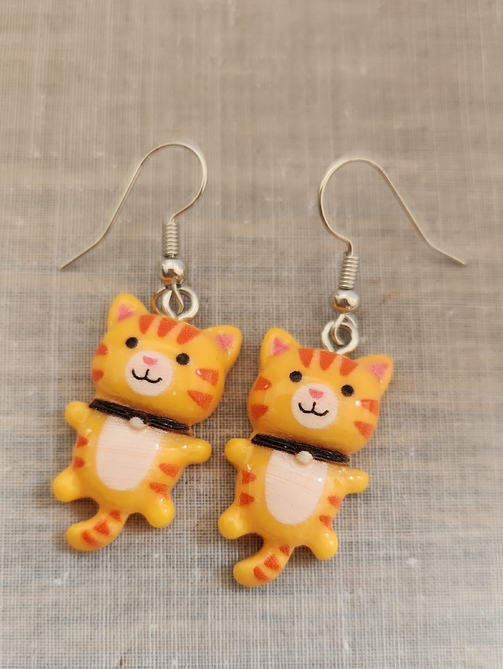 Orange Cat Dangle Earrings - Picture 4 of 7
